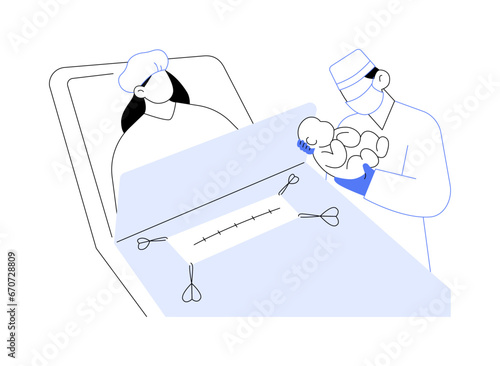 C-section delivery abstract concept vector illustration.