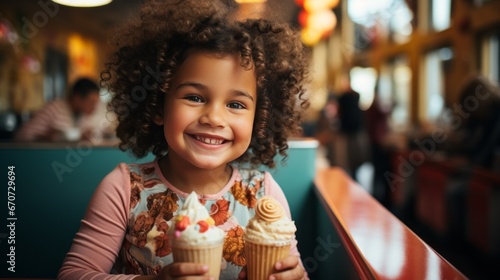 Cute Little Girl Smiling with an Ice Cream