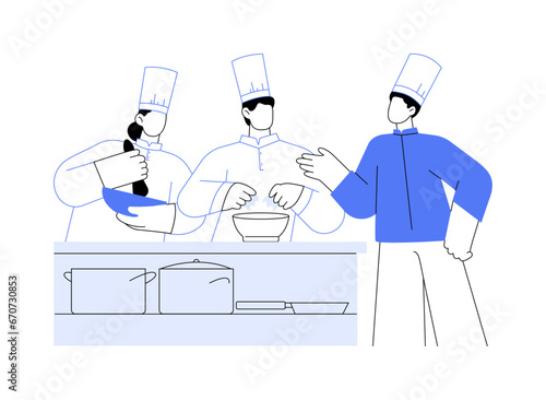 Kitchen staff training abstract concept vector illustration.