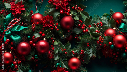 Captivating Holiday Wreath: Radiant Red and Green Festivity © Wedding