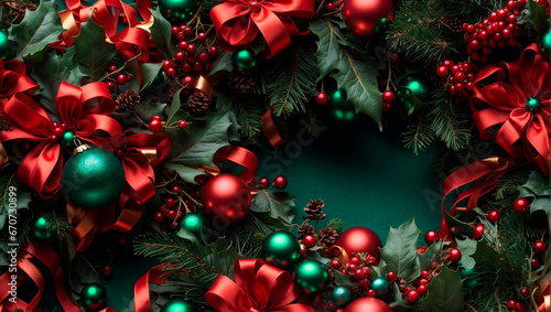 Captivating Holiday Wreath  Radiant Red and Green Festivity