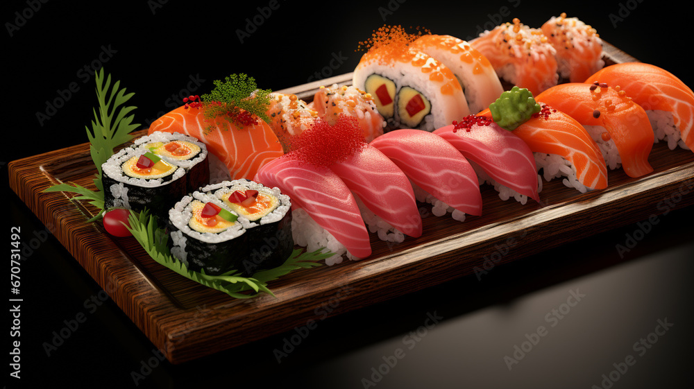 sushi on black background sushi on black background