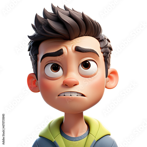 worried child cartoon portrait on transparent background PNG image © Png Store x munawer