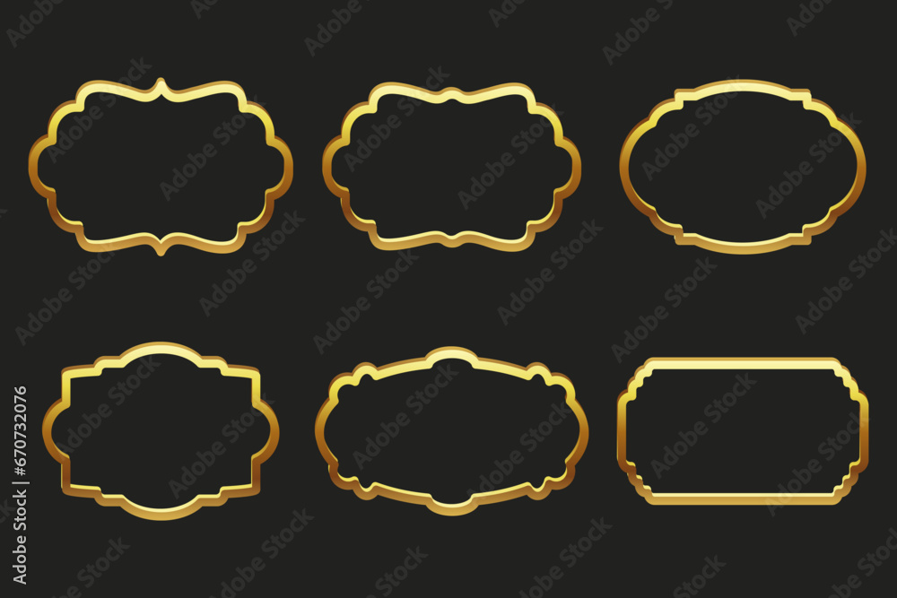 Collection of luxury golden curly frames for text, labels. Templates, icons, vector Collection of luxury golden curly frames for text, labels. Templates, icons, vector