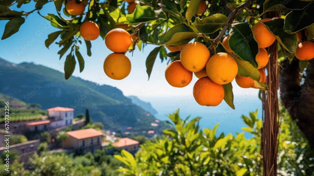 small orange clementine mandarin tangerine in fruit tree orchard