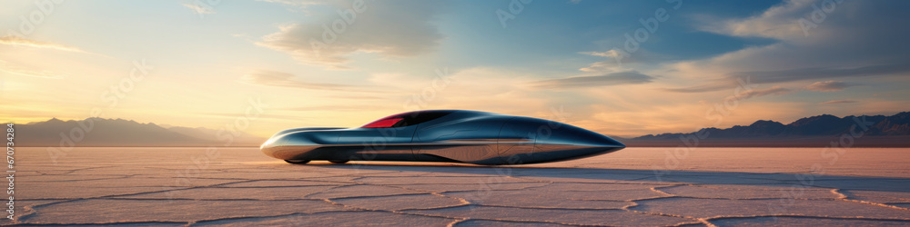Rocket car in salt lake speed racing. Rocket car in salt lake speed racing.