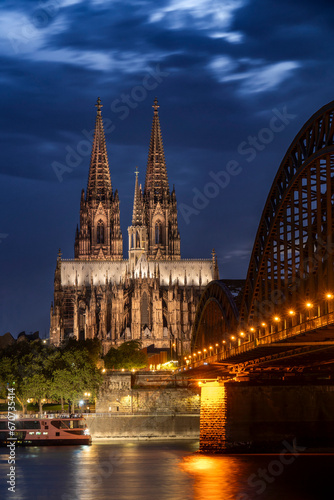 Cologne Cathedral and Hohenzollern Bridge in the evening