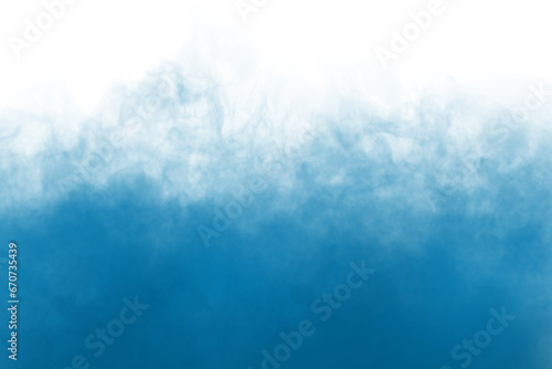 Rising blue smoke on transparent white background