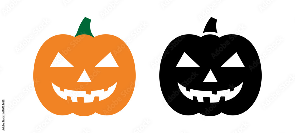 Obraz premium Halloween Pumpkin Symbol Jack-o-lantern Vector Icon