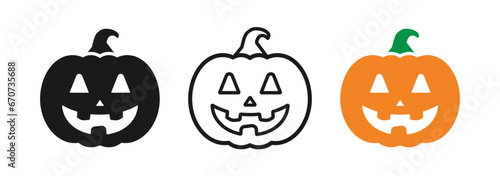 Halloween Pumpkin Vector Illustration Icon Set