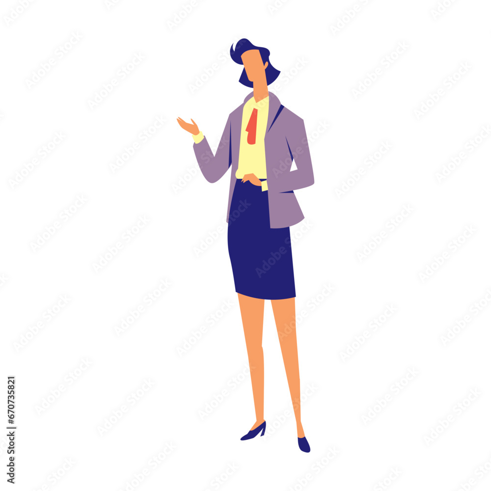 Illustration of Standing Faceless Businesswoman Character Explaining Something. Vector Design Illustration of Standing Faceless Businesswoman Character Explaining Something. Vector Design