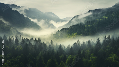 foggy morning in the Carpathians in autumn.