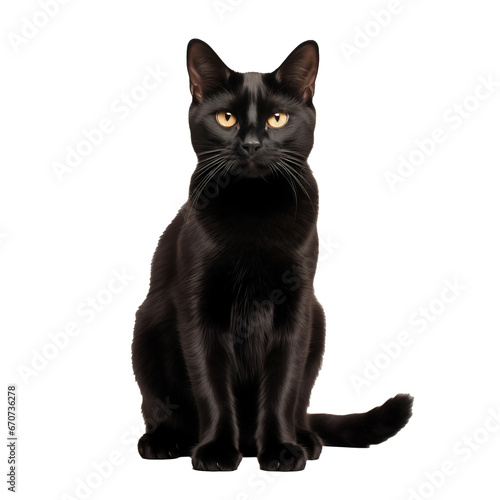 A Black Cat standing, full body, on transparent png. Ai generative. © Unique Creations