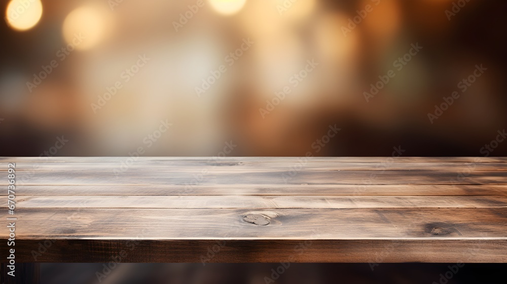 Rustic Wooden Table with Blurred Background Rustic Wooden Table with Blurred Background