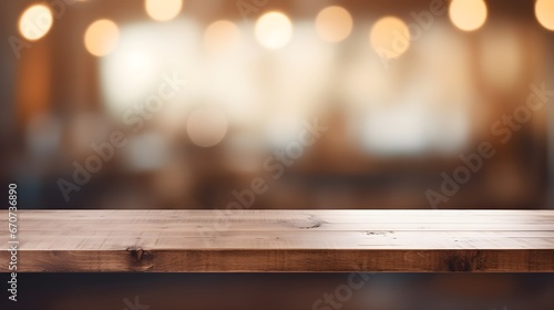 Rustic Wooden Table with Blurred Background