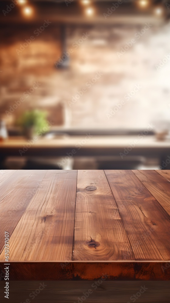 Rustic Wooden Table with Blurred Background Rustic Wooden Table with Blurred Background