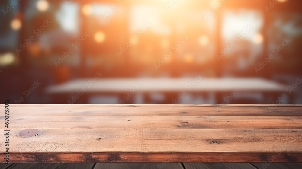 Rustic Wooden Table with Blurred Background Rustic Wooden Table with Blurred Background
