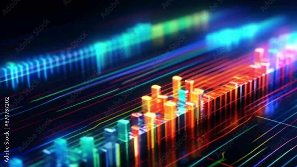 Abstract Sci-Fi Design: Futuristic Interior Illuminated by Dynamic Electronic Neon Holographic Geometry