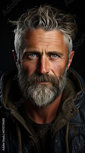 Portrait of middle aged man. Model portrait illustration. Generative AI