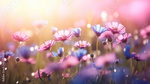 Delicate closed wild flower with blurred bokeh lights background. High Quality Image
