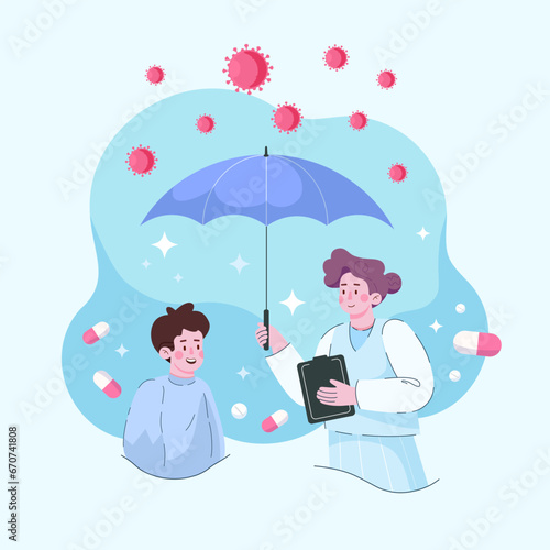 Blood test science health on blood donor help. Doctors study and examination health people medicine aid. Vector illustration