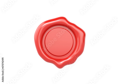 3d wax seal for diploma, red stamp for certificate. Letter rubber tag for document or warranty.