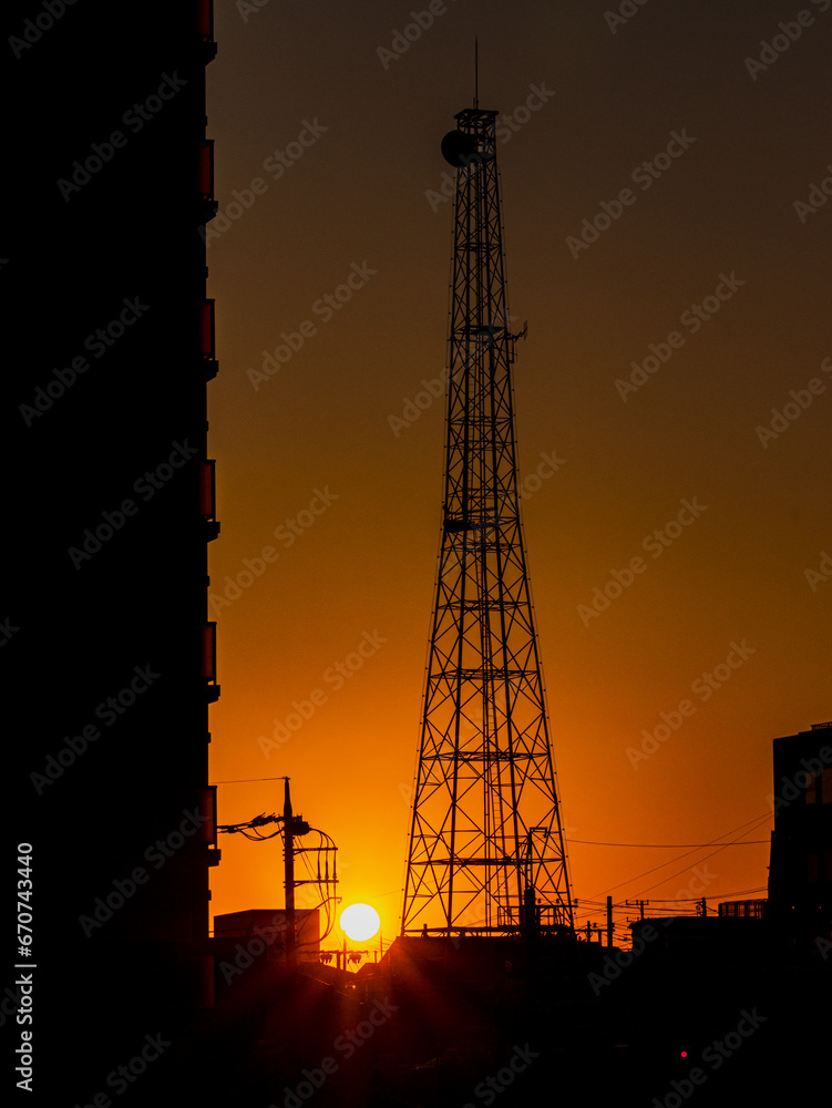 Telecom tower and Sunset