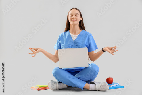 Female medical intern with ...