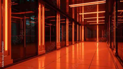 server racks in a row, alert mode