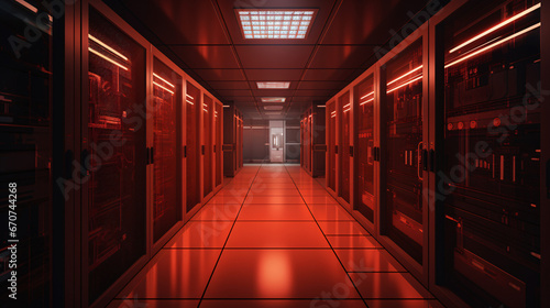 server racks in a row, alert mode