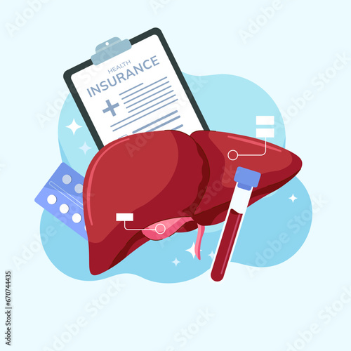 Researcher studying liver tissue. Consulting Doctor. Medical Scientist. Gastroenterology Hepatology. Flat Vector Illustration.