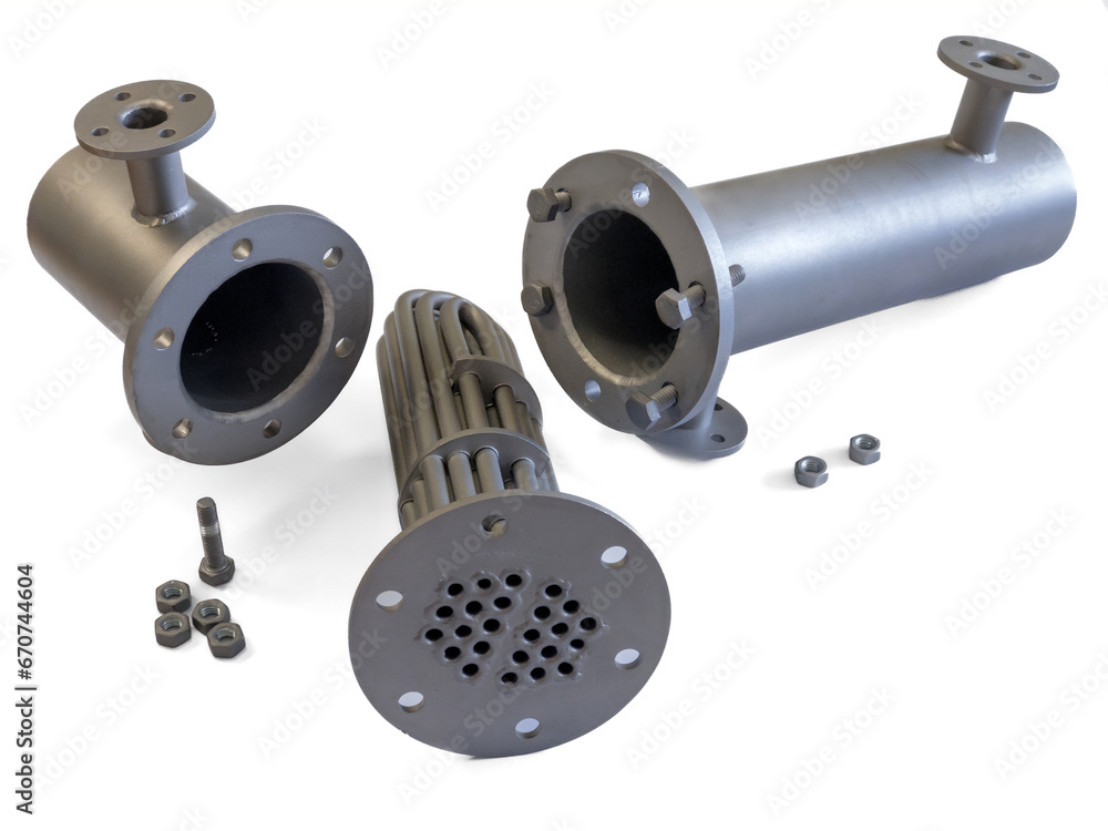 Shell and tube heat exchanger disassembled