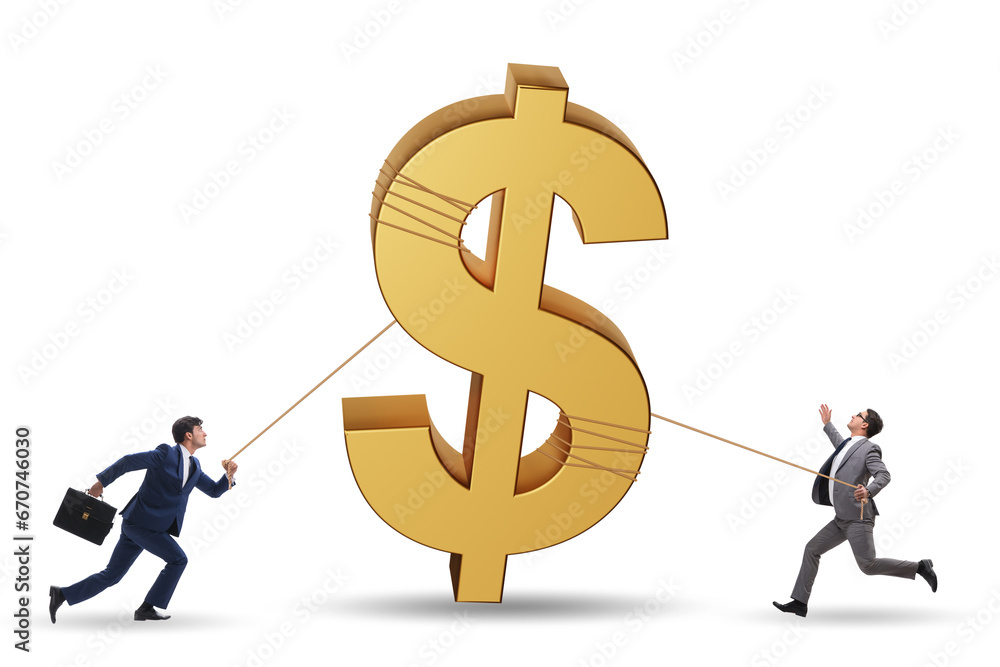 Business people pulling money in investor concept Business people pulling money in investor concept