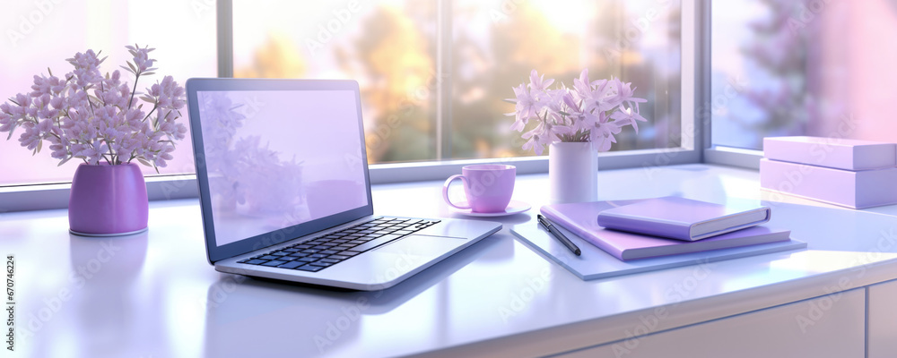 © sizsus - empty blank pink laptop screen mockup for business professional female entrepreneur or job or for girl student education degree concepts with office desk background as wide banner design © sizsus - empty blank pink laptop screen mockup for business professional female entrepreneur or job or for girl student education degree concepts with office desk background as wide banner design