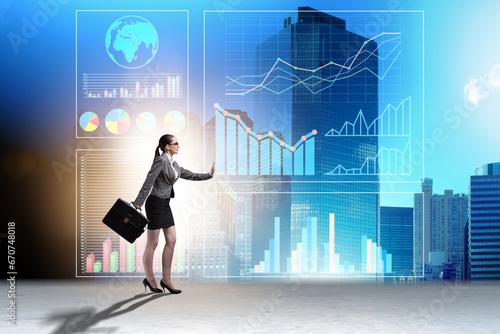 Businesswoman in visual analytics business concept