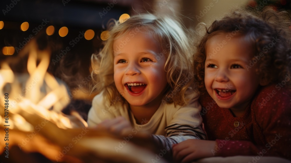 Christmas, family gathered to celebrate the holiday of Christmas, giving gifts, sitting by the fireplace, Christmas interior decorations. Winter atmosphere, warm attitude, carefree feeling Christmas, family gathered to celebrate the holiday of Christmas, giving gifts, sitting by the fireplace, Christmas interior decorations. Winter atmosphere, warm attitude, carefree feeling