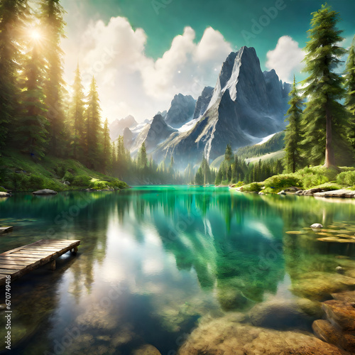 Mysterious lakes and forests in fairy tales, fantasy worlds, comfortable scenery, zoom wallpaper recommendations