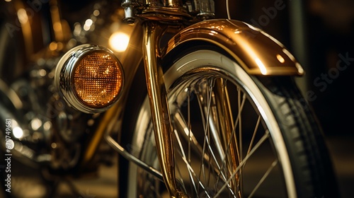 a close-up focus on a bike's opulent lighting