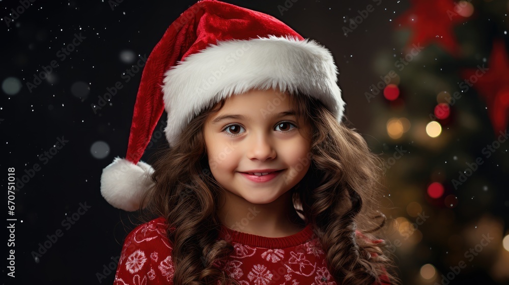 Christmas happy cute little girl in a santa hat Christmas happy cute little girl in a santa hat