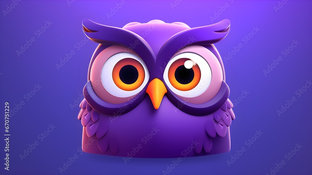 Obraz premium Cute Owl Portrait Wallpaper with Soft Gradient Background