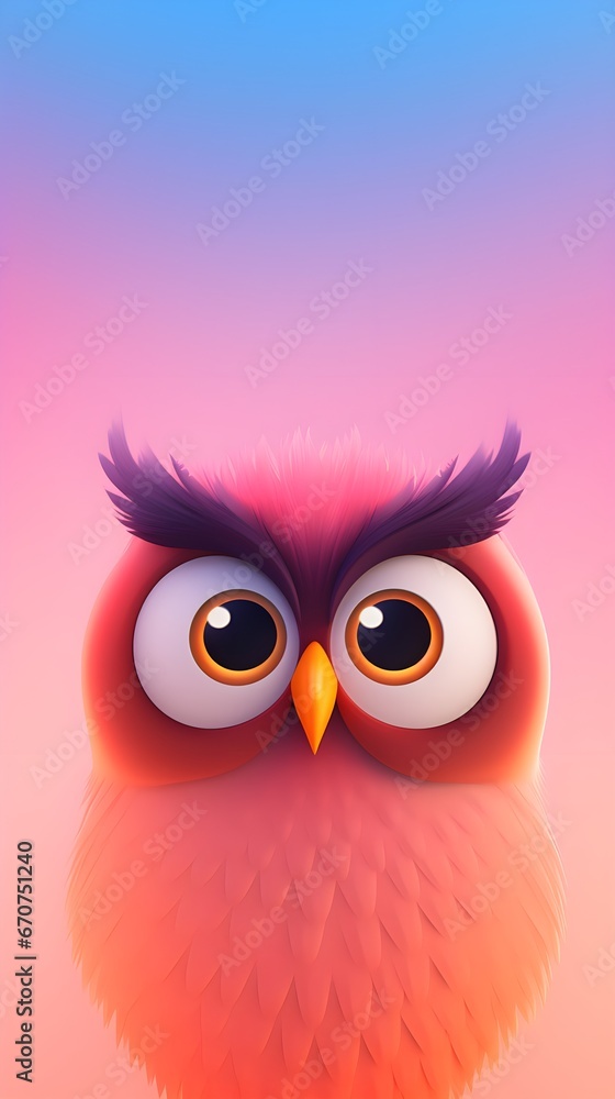 Cute Owl Portrait Wallpaper with Soft Gradient Background