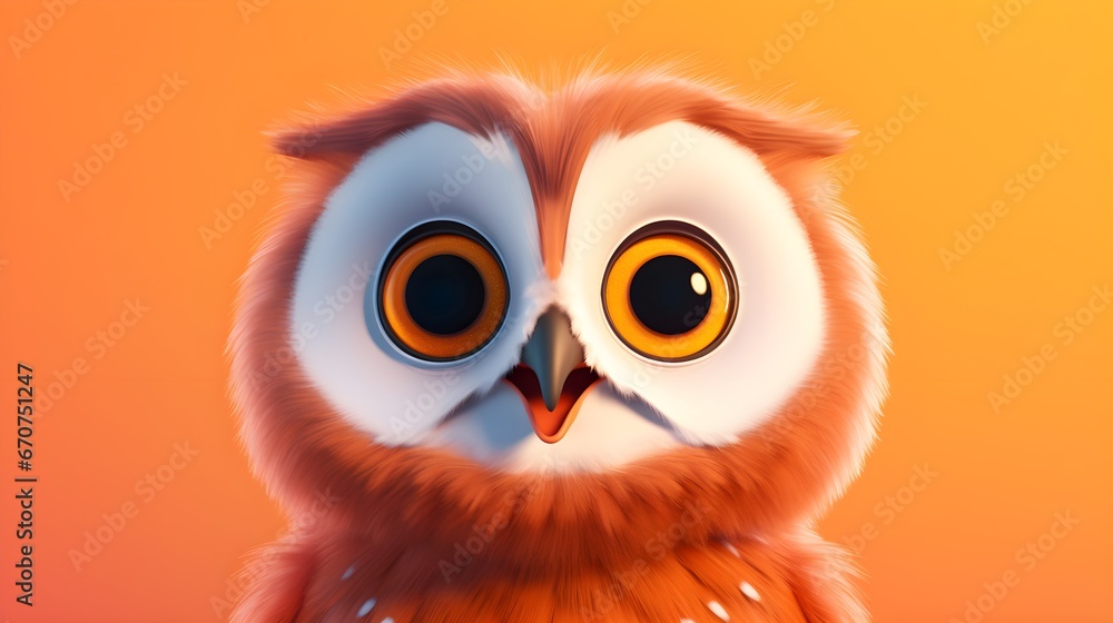 Cute Owl Portrait Wallpaper with Soft Gradient Background