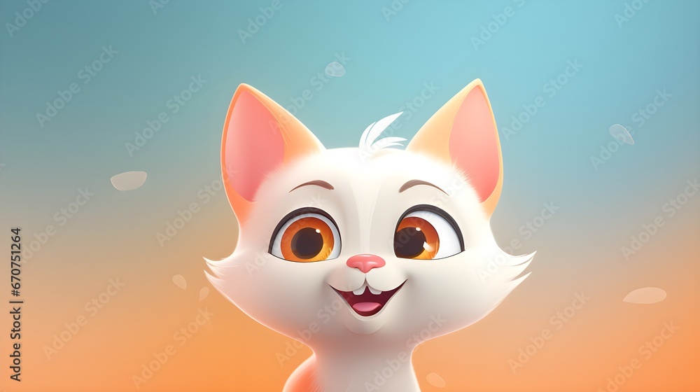 Fototapeta premium Adorable Kitten Portrait Wallpaper with Soft Gradient Background