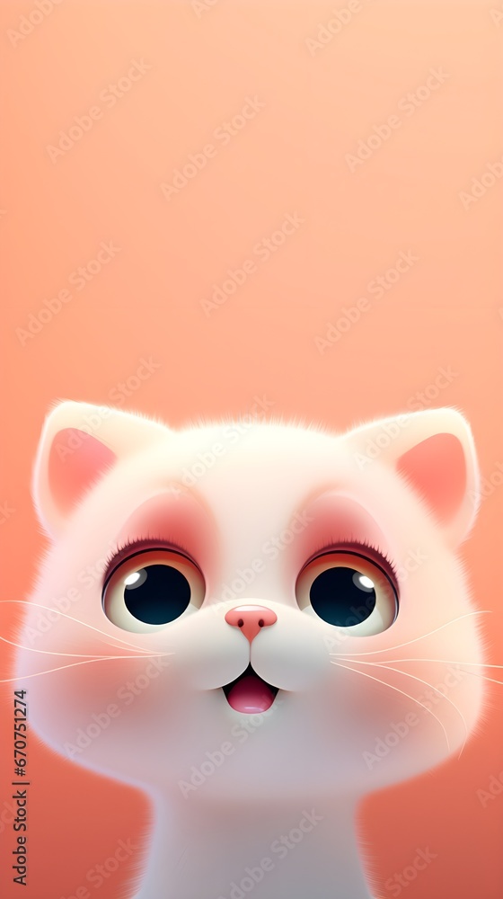 Fototapeta premium Adorable Kitten Portrait Wallpaper with Soft Gradient Background