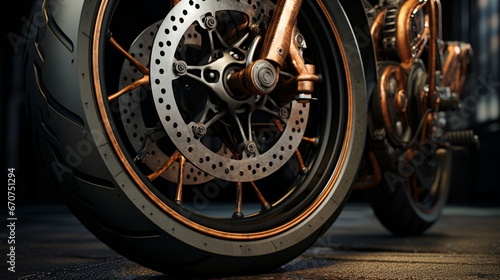 Get up close to the tire of a premium bike, showcasing the remarkable texture and refinement