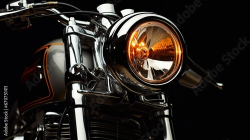 In the glow of luxury, witness the captivating allure of a bike's opulent headlights