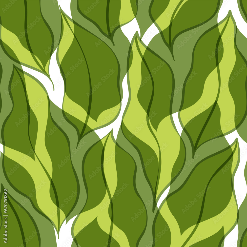 Green leaves seamless vector pattern. Big leaf background, textured jungle print Green leaves seamless vector pattern. Big leaf background, textured jungle print