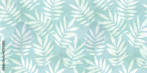 Leaves Pattern. Watercolor leaves seamless vector background  jungle print textured
