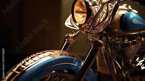 the beauty of luxury with a detailed focus on a bike's radiant lighting