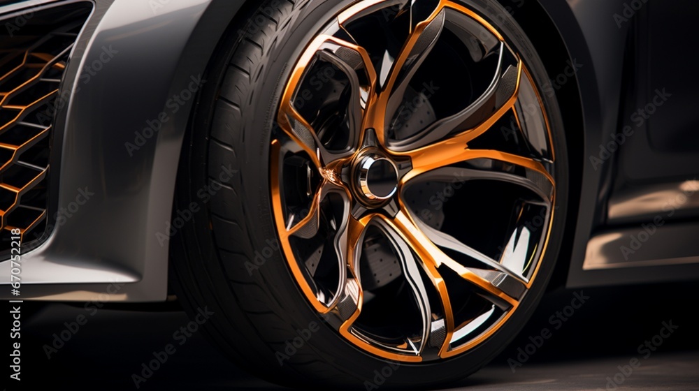 The sleek tire of a luxury vehicle, demonstrating the artistry of automotive engineering